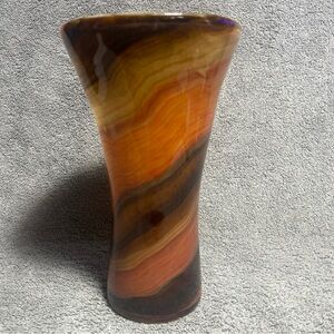 Vintage Murano Style Teleflora Hand Blown Art Glass Autumn Swirl Vase